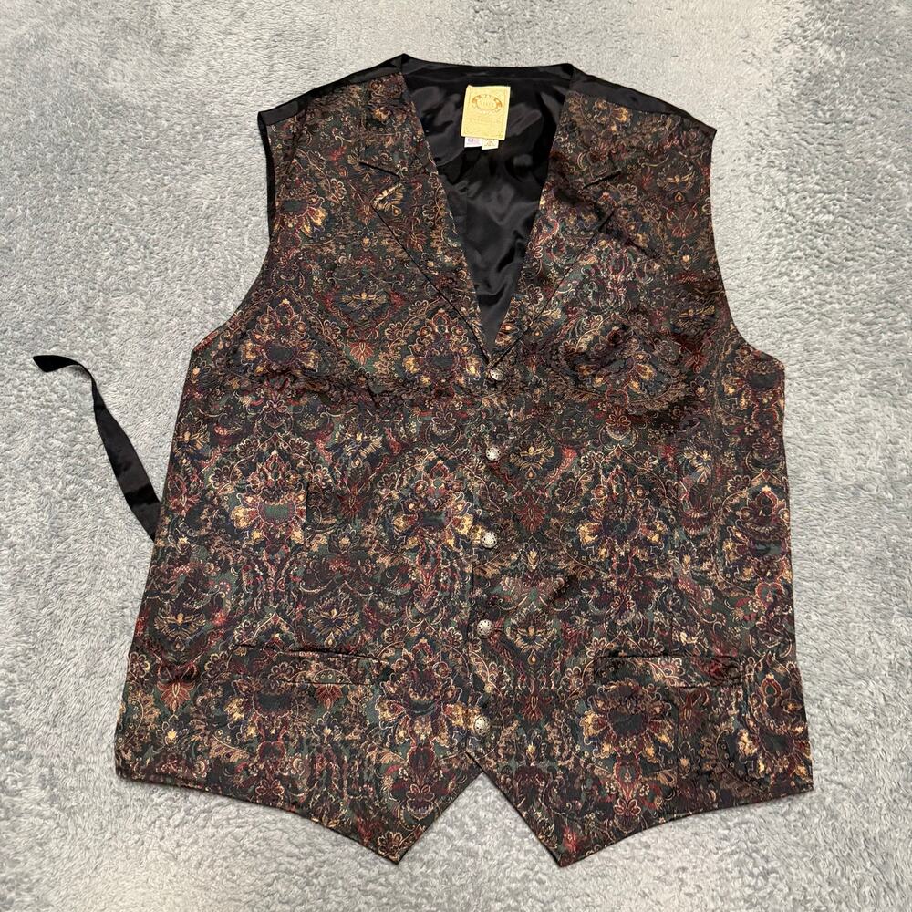 WAH Maker by Frontier Clothing Vintage Paisley Vest Mens XLT Western USA